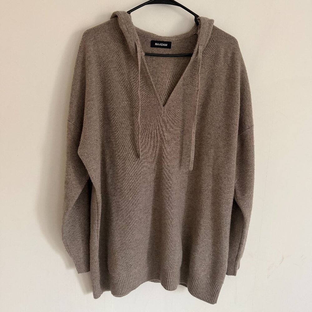 Naadam Cashmino Tunic Hoodie Cashmere Wool Sweater Sz M - Picture 2 of 9